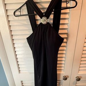 Michael Kors Black Swim Coverup with Gold MK Accent
